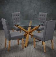 Nador Grey Linen Fabric Dining Chair (Pack Of 2) 22LD563