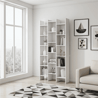Naples Bookcase White Modern Triple Bookshelf