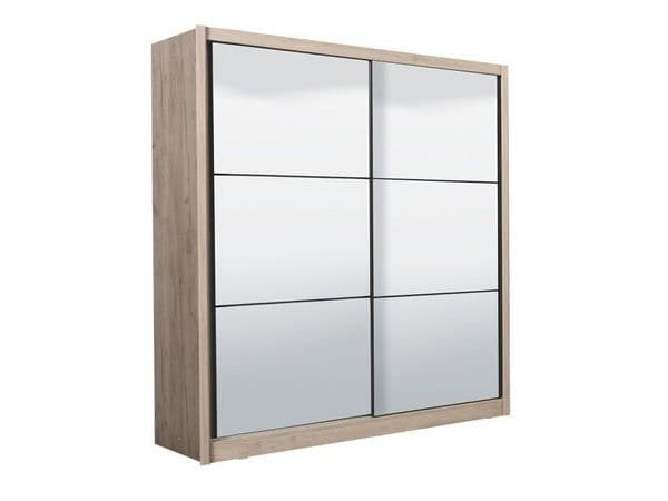 Navara Artisan Oak Effect Full Mirrored 2 Door Sliding Door Wardrobe Slider 213cm Wide 11008348 RZ