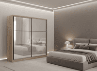 Navara Artisan Oak Effect Full Mirrored 2 Door Sliding Door Wardrobe Slider 213cm Wide 11008348 RZ