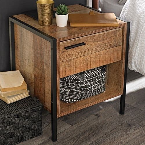 Nazaire Distressed Oak Effect Bedside 19LD89