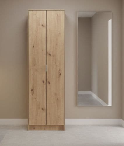 Neo Artisan Oak Effect Tall Multipurpose 2 Door Utility Shoe Storage Cupboard 11008177 RZ
