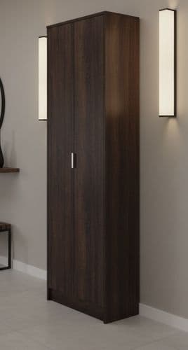 Neo Wenge Dark Brown Tall Multipurpose 2 Door Utility Shoe Storage Cupboard