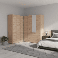 Nevis Oak Effect 3 Piece Large Corner Wardrobe Modular Set