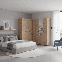 Nevis Oak Effect 3 Piece Large Corner Wardrobe Modular Set