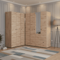 Nevis Oak Effect 3 Piece Large Corner Wardrobe Modular Set