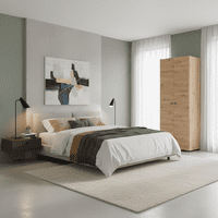 Nevis Oak Effect Narrow 2 Door Space-Saving 78.5cm Wide Wardrobe - 11014819 S/O