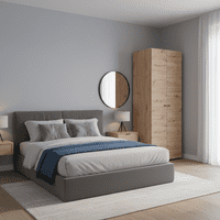 Nevis Oak Effect Narrow 2 Door Space-Saving 78.5cm Wide Wardrobe - 11014819 S/O