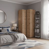 Nevis Oak Effect Narrow 2 Door Space-Saving Corner Wardrobe - 11014891 S/O