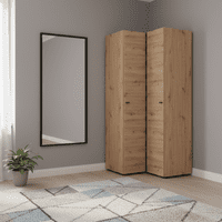 Nevis Oak Effect Narrow 2 Door Space-Saving Corner Wardrobe 95cm - 11014891 S/O