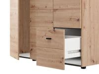 Nevis Oak Effect Narrow 3 Door 1 Drawer Space-Saving 117cm Combination Wardrobe - 11014880 S/O