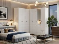 Nevis White 3 Piece Large Corner Wardrobe Modular Set