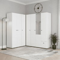 Nevis White 3 Piece Large Corner Wardrobe Modular Set