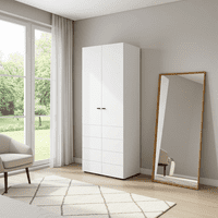 Nevis White Narrow  2 Door Space-Saving  78.5cm  Wardrobe - 11014948