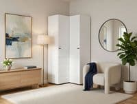 Nevis White L Shaped Corner Wardrobe - Online Outlet