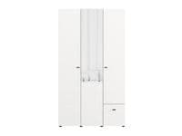 Nevis White Narrow 3 Door 1 Drawer Space-Saving 117cm  Combination Wardrobe - 11014950