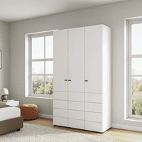 Nevis White Narrow 3 Door Space-Saving 117cm  Wardrobe - 11014949