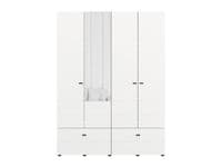Nevis White Narrow 4 Door 2 Drawer Space-Saving 155cm Combination Wardrobe - 11014883