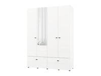 Nevis White Narrow 4 Door 2 Drawer Space-Saving 155cm Combination Wardrobe - 11014883