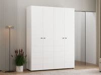 Nevis White Narrow 4 Door Space-Saving 155cm Wardrobe - 11014951
