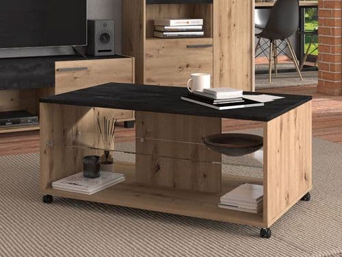 Norte Artisan Oak Effect And Black Coffee Table - 11011188 S/O