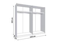 Novara Cashmere Taupe And Artisan Oak Effect Large Mirrored Sliding Door Wardrobe 220cm 11013694