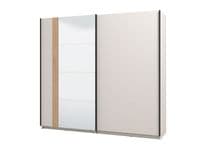 Novara Cashmere Taupe And Artisan Oak Effect Large Mirrored Sliding Door Wardrobe 220cm 11013694