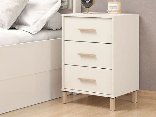 Novara Cashmere Taupe And Artisan Oak Effect 3 Drawer Bedside Table 11013698