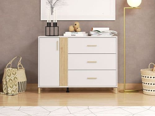 Novara Cashmere Taupe And Artisan Oak Effect Chest Of Drawers Dresser 11013696