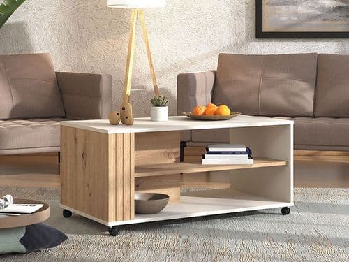 Novara Cashmere Taupe And Artisan Oak Effect Coffee Table - 11013552 S/O