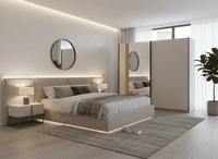 Novara Cashmere Taupe And Artisan Oak Effect Large Mirrored Sliding Door Wardrobe 220cm 11013694
