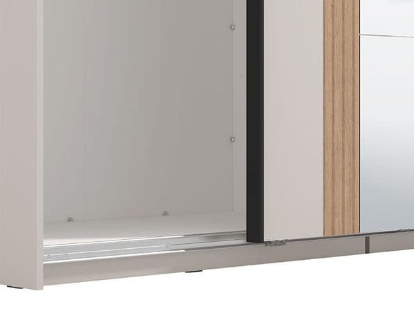 Novara Cashmere Taupe And Artisan Oak Effect Large Mirrored Sliding Door Wardrobe 220cm 11013694