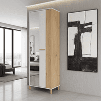 Novara Cashmere Taupe And Artisan Oak Effect Slim Narrow Shallow Depth Wardrobe  59.5cm- 11013554 RZ