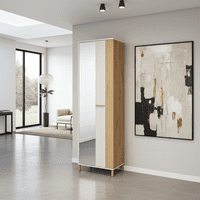 Novara Cashmere Taupe And Artisan Oak Effect Slim Narrow Shallow Depth Wardrobe  59.5cm- 11013554 RZ