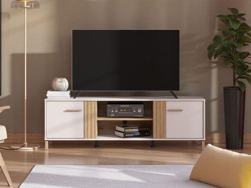 Novara Cashmere Taupe And Artisan Oak Effect TV Cabinet - 11013022 S/O