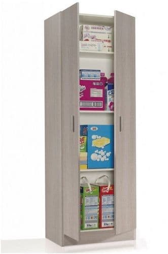 Oak Effect Tall 2 Door Universal Storage Utility Cupboard Armario 2p