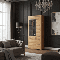 Oakli Modern Large Oak Display Cabinet SALE at FurnitureFactor