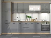 Oliver Grey And Oak Effect Tall 60cm 3 Door Kitchen Larder Unit Pantry Cupboard - 11012281