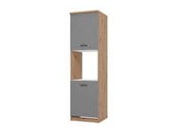Oliver Grey And Oak Effect Tall 60cm 3 Door Kitchen Larder Unit Pantry Cupboard - 11012281