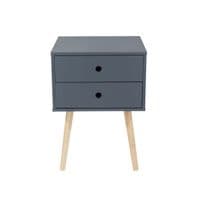Options Blue Scandia, 2 Drawer & Wood Legs Bedside Cabinet BSB110 CP