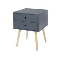 Options Blue Scandia, 2 Drawer & Wood Legs Bedside Cabinet BSB110 CP