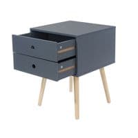 Options Blue Scandia, 2 Drawer & Wood Legs Bedside Cabinet BSB110 CP