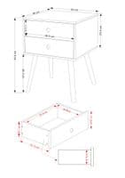 Options Blue Scandia, 2 Drawer & Wood Legs Bedside Cabinet BSB110 CP