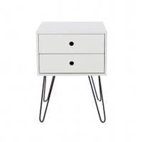 Options White Telford & Metal 2 Drawer Bedside Cabinet BS710 CP