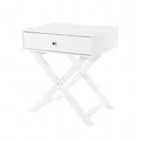 Options White X Leg  1 Drawer Petite Bedside Cabinet BS810 CP