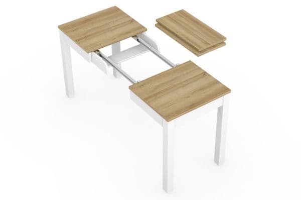 Orion White and Oak Effect Extendable Extending Dining Table - SZY-ORION03