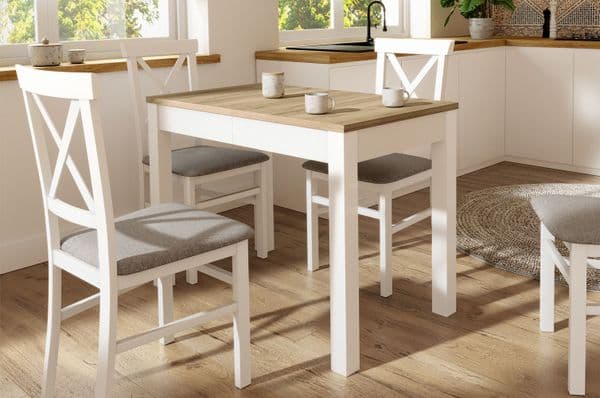 Orion White and Oak Effect Extendable Extending Dining Table - SZY-ORION03