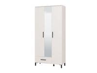 Orkney White 3 Door Tall Shallow Depth Mirrored Wardrobe for Small Spaces 93cm - 11014281 RZ