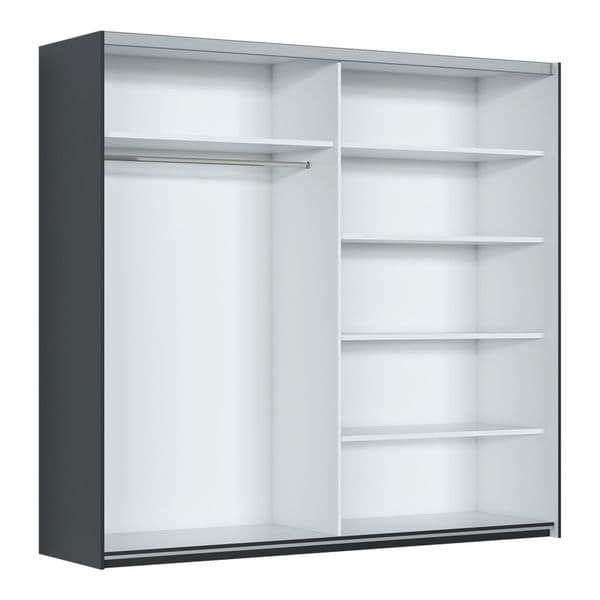 Orlando Grey Large 219cm Mirrored Sliding Door Wardrobe - 8XGGA102