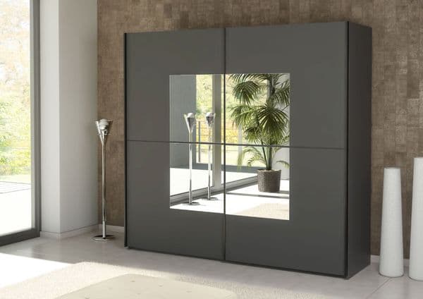 Orlando Grey Large 219cm Mirrored Sliding Door Wardrobe - 8XGGA102